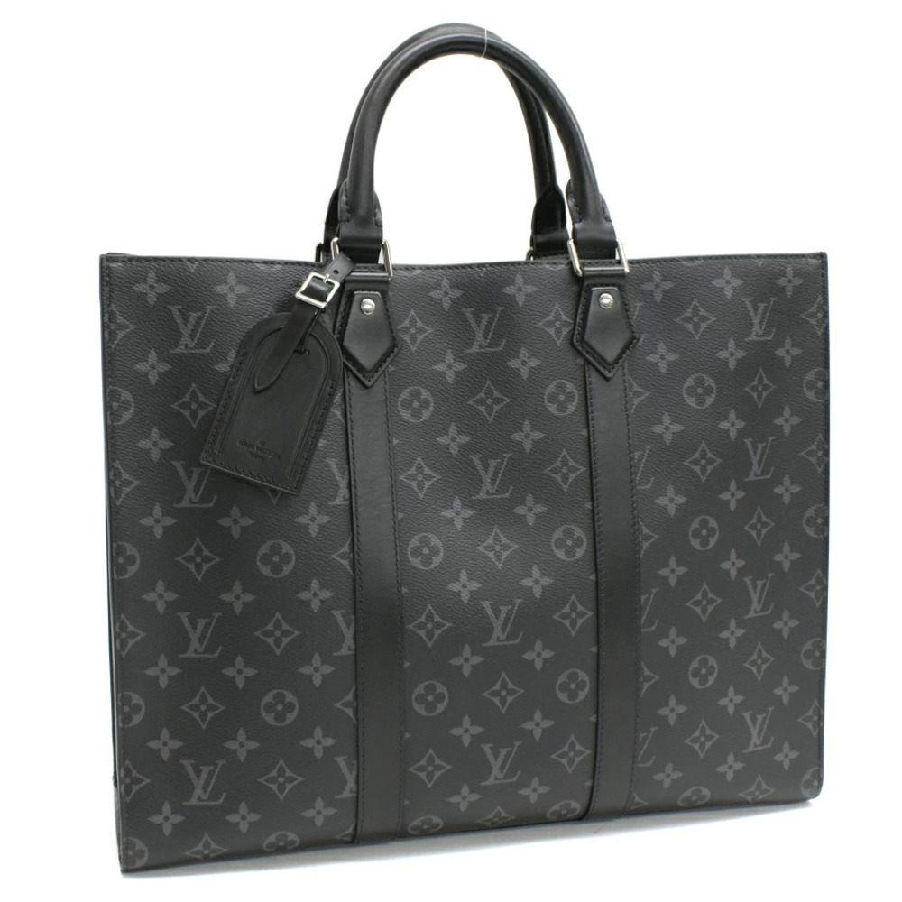 Louis Vuitton Sac Plat Tote Bag Monogram Eclipse Black Canvas Black